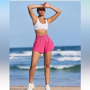 Women’s Running Vibrant Pink Athletic Shorts Quick Dry High Waisted Size XXXL